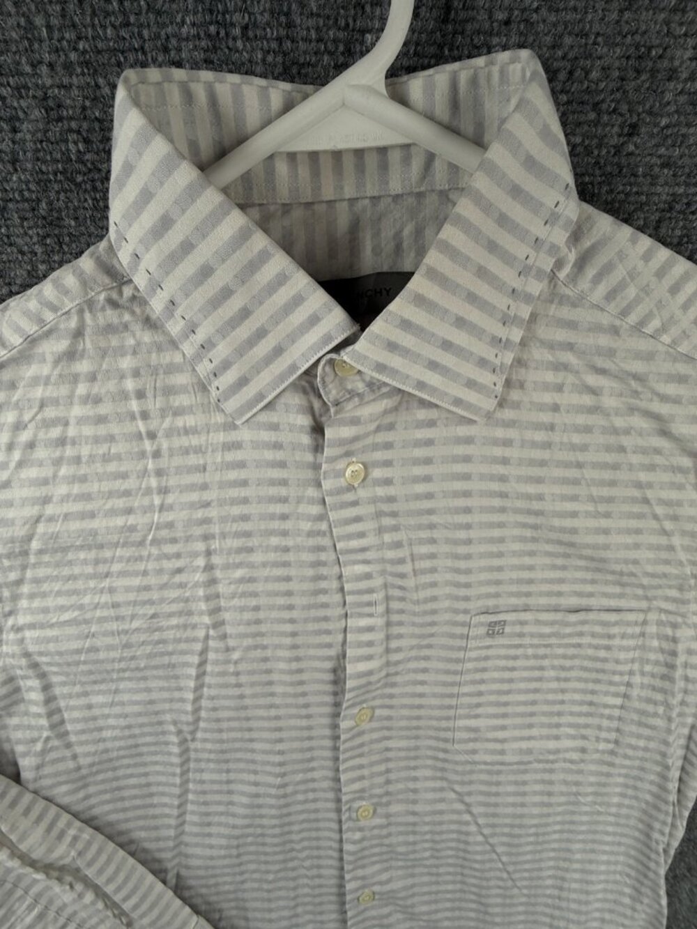 Givenchy Long Sleeve Button Up Gray Striped Dotted Premium Superfine Size 100 **